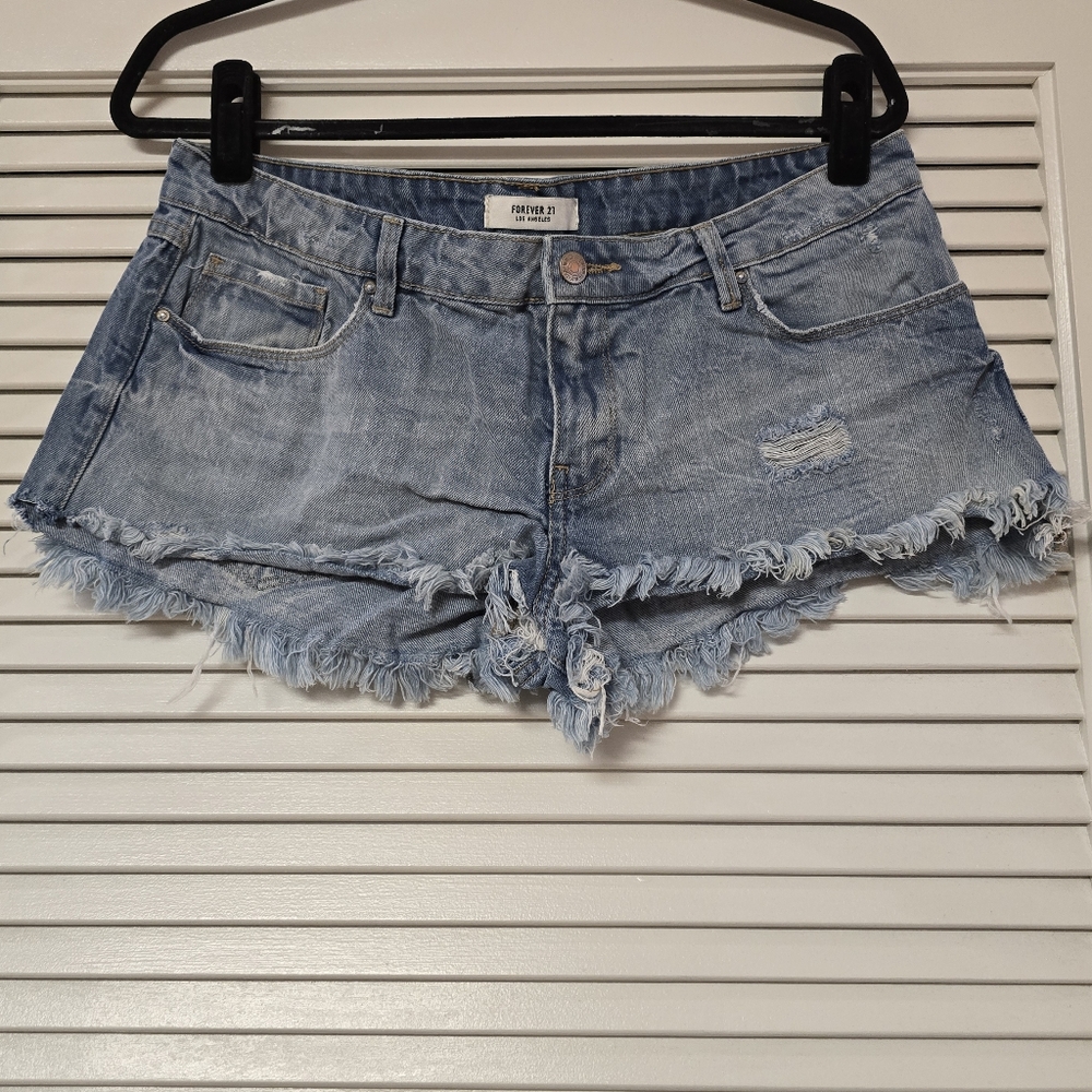 Forever 21 - 100% Cotton Distressed Demin Shorts With Pockets